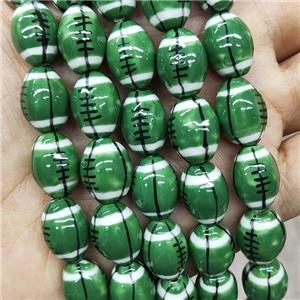 Deepgreen Porcelain Rugby Beads American Football Rice, approx 12-15mm