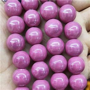 Pink Porcelain Round Beads Smooth, approx 14mm, 27pcs per st