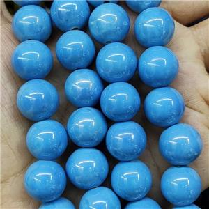 Blue Porcelain Beads Smooth Round, approx 14mm, 27pcs per st