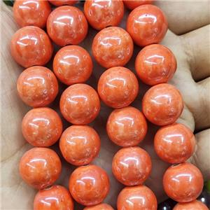 Orange Porcelain Beads Smooth Round, approx 14mm, 27pcs per st