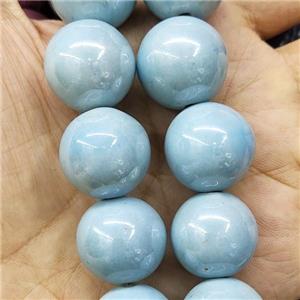Lt.blue Porcelain Beads Smooth Round, approx 20mm, 20pcs per st