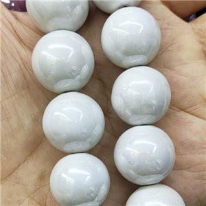 White Porcelain Beads Large Ceramic Smooth Round, approx 20mm, 20pcs per st