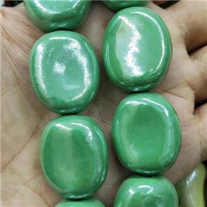 Green Porcelain Beads Oval, approx 23-27mm, 14pcs per st
