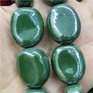 Deepgreen Porcelain Oval Beads, approx 23-27mm, 14pcs per st