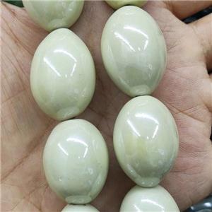 Khaki Porcelain Beads Rice Ceramic, approx 20-28mm, 14pcs per st