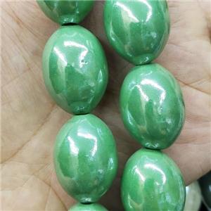 Green Porcelain Rice Beads, approx 20-28mm, 14pcs per st