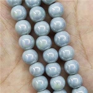 Gray Porcelain Beads Smooth Round, approx 8mm, 49pcs per st