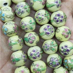 Porcelain Beads Green Smooth Round, approx 12mm, 33pcs per st