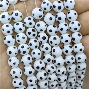 White Lampwork Glass Beads Spot Dalmatian Smooth Round, approx 12mm