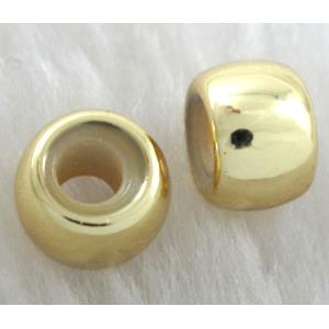 gold plated barrel Plastic beads, 9mm dia, hole:3.5mm, approx 1400pcs