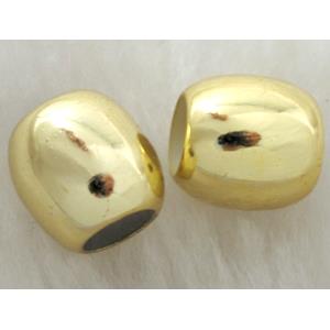 barrel Plastic beads, golden plated, 12mm dia, 12mm length, hole:7mm, approx 600pcs