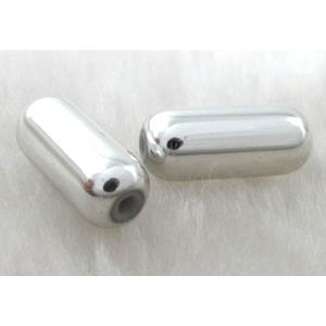 silver plated Plastic tube bead, 7x16mm, approx 550pcs