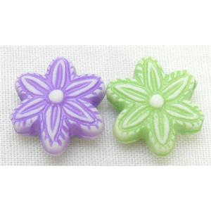 colorful Plastic Beads, mixed, flower, 11.8mm diameter, about 1610 pcs