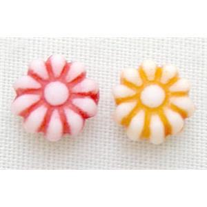 colorful Plastic Beads, mixed, flat-round, 6mm diameter, about 6000pcs.