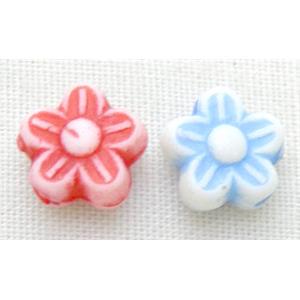 colorful Plastic Beads, mixed, flower, 6.5mm diameter, about 5000 pcs. 