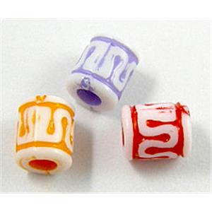 Colorful Plastic Space Tube Beads, 5.5mm dia, 6.8mm length, approx 4200pcs