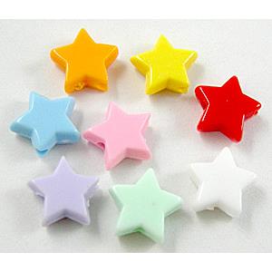colorful plastic beads, star, mixed, 10mm dia, approx 2450pcs