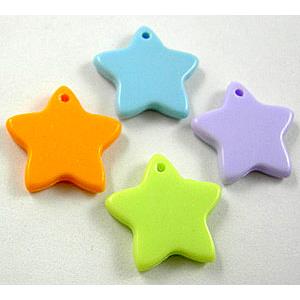 Colorful Plastic Star Pendant, mixed, 17.5mm dia, approx 950pcs