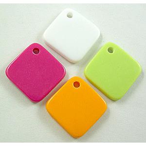 Colorful Plastic Square Pendant Beads, 17x17mm, approx 533pcs