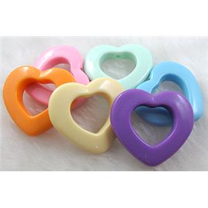resin beads, heart, mixed color, 30mm dia,5.5mm thick, approx 460pcs