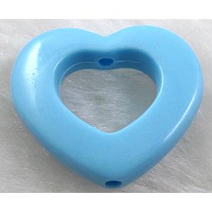 resin beads, heart, blue, 30mm dia,5.5mm thick, approx 460pcs