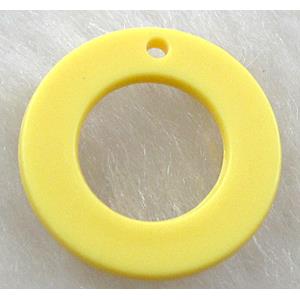 Resin Circle Pendant Yellow, 18mm dia, approx 2200pcs