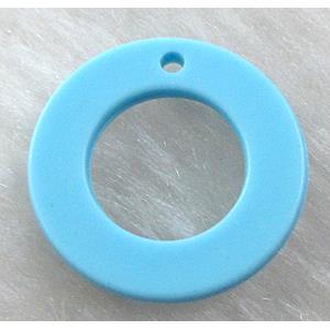 Resin Circle Pendant Blue, 18mm dia, approx 2200pcs