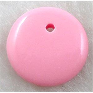 Pink Resin Coin Pendant, 15mm dia, approx 3400pcs