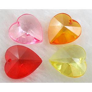 Acrylic beads, transparent, heart, mixed color, 20x21mm, 9mm thick, approx 320pcs