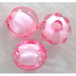 Round Acrylic Bead,Transparent, Pink, 16mm dia