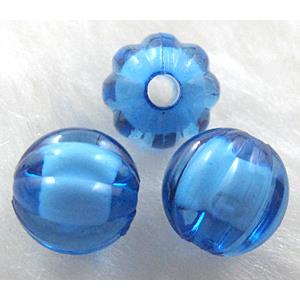 Round Acrylic Bead,Transparent, Blue, 10mm dia, approx 2000pcs