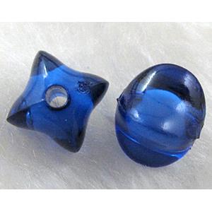 Acrylic Bead,Transparent, Deep blue, 9x9mm, approx 2000pcs
