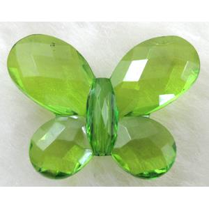 Butterfly Acrylic spacer bead, transparent, green, 30x24mm, approx 560pcs