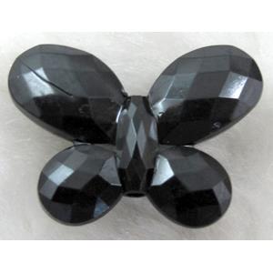 Butterfly Acrylic spacer bead, black, 30x24mm, approx 560pcs