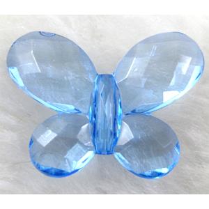Butterfly Acrylic spacer bead, transparent, blue, 30x24mm, approx 560pcs