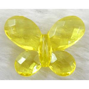 Butterfly Acrylic spacer bead, transparent, yellow, 30x24mm, approx 560pcs