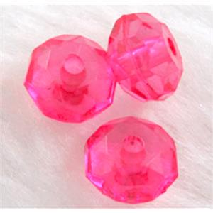 faceted rondelle Acrylic Bead, transparent, hot pink, 8mm dia