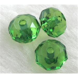 faceted rondelle Acrylic Bead, transparent, green, 8mm dia