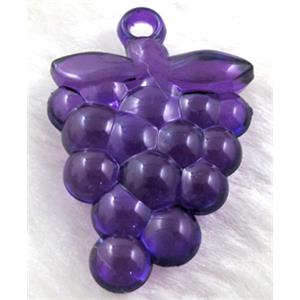 Grape Acrylic pendant, transparent, deep purple, 16x38mm,approx 270pcs