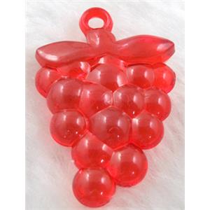 Grape Acrylic pendant, transparent, red, 16x38mm,approx 270pcs