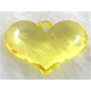 Acrylic pendant, heart, yellow, 28x20mm, approx 400pcs