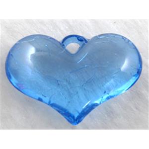 Acrylic pendant, heart, blue, 28x20mm, approx 400pcs