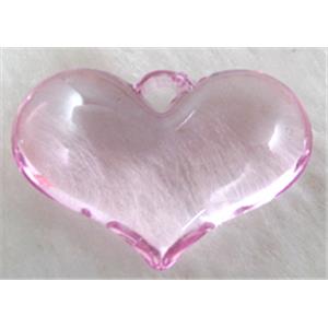 Acrylic pendant, heart, pink, 28x20mm, approx 400pcs