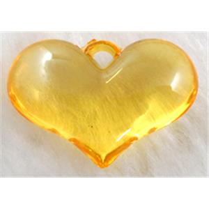 Acrylic pendant, heart, golden, 28x20mm, approx 400pcs