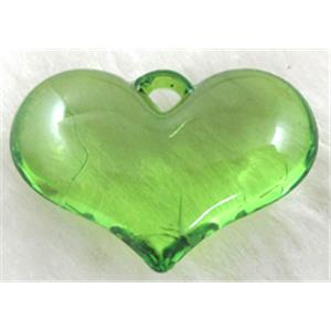 Acrylic pendant, heart, green, 28x20mm, approx 400pcs