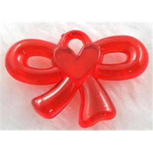 Acrylic pendant, bowknot, red, 33x22mm, approx 580pcs