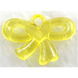 Acrylic pendant, bowknot, yellow, 33x22mm, approx 580pcs