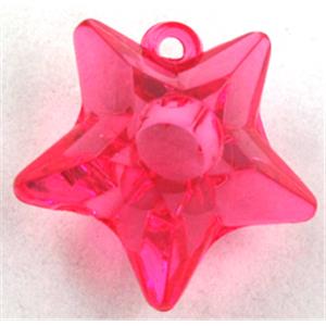star Acrylic pendant, transparent, hotpink, 25mm dia, approx 435pcs