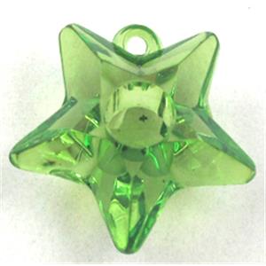 Acrylic pendant, star, transparent, green, 25mm dia, approx 435pcs