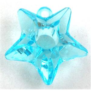 Acrylic pendant, star, transparent, aqua, 25mm dia, approx 435pcs